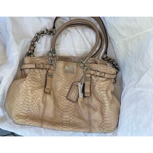 Coach Limited Edition Vintage Madison Embossed Tan Python Leather Shoulder Bag